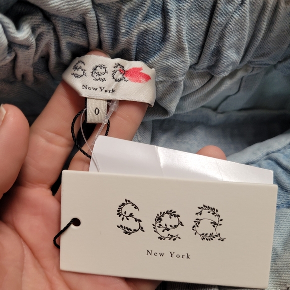 Sea New York Daryl High Waist Bleached Blue Ruffle Shorts NEW - Picture 4 of 6